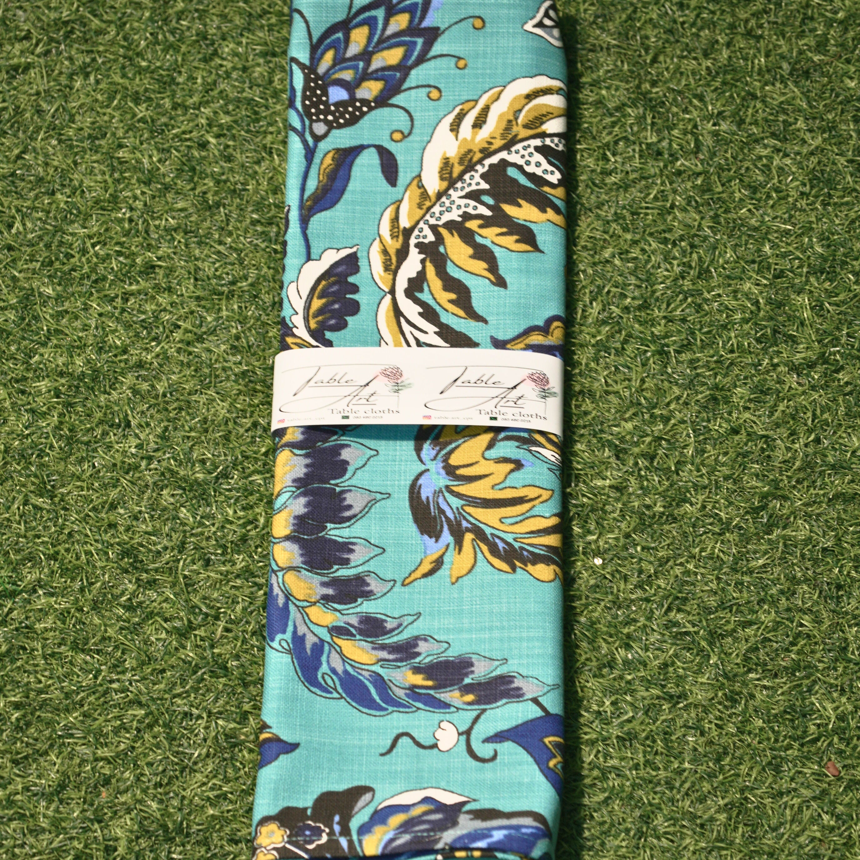 Jacobean turquoise heavy cotton Runner