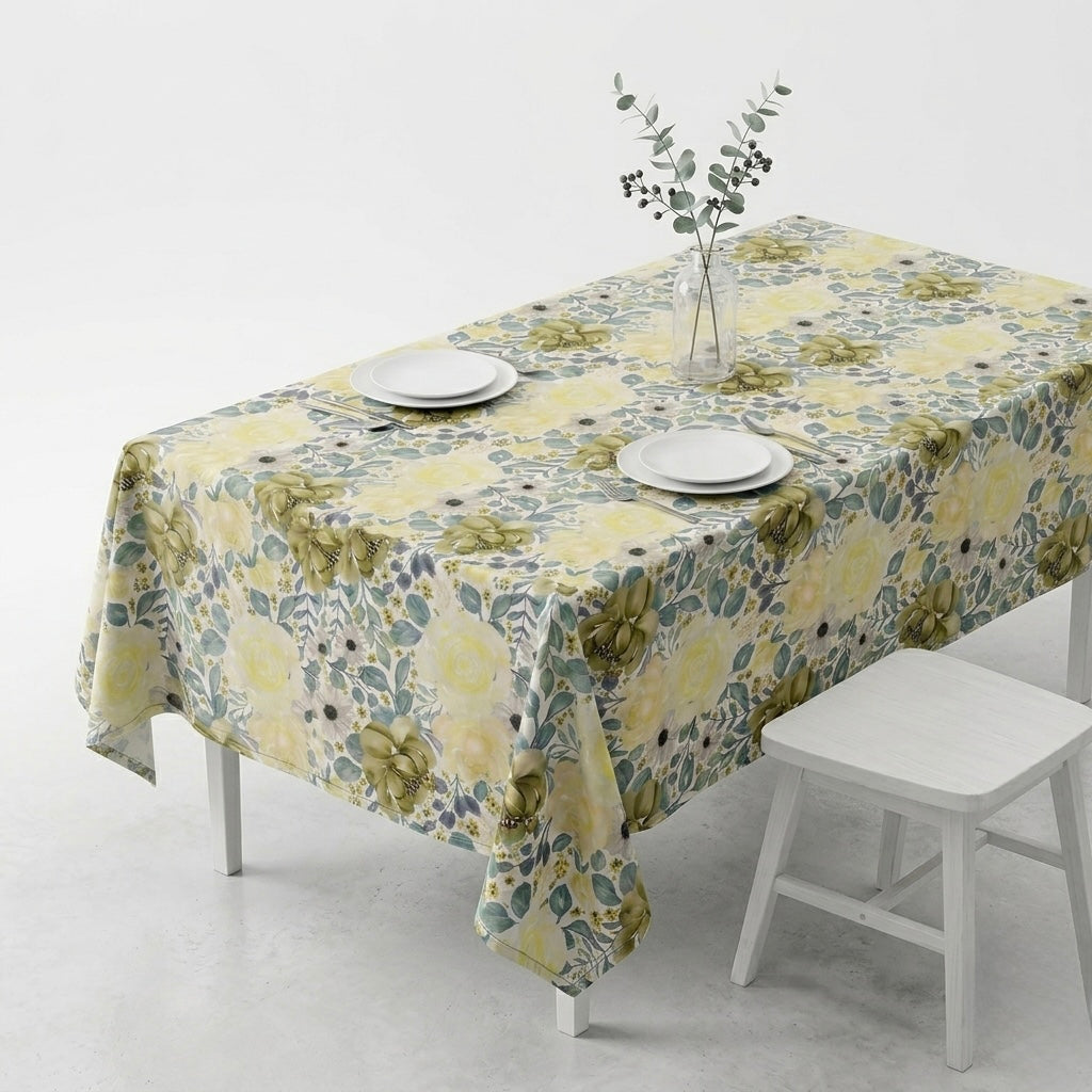 Floral green basket weave