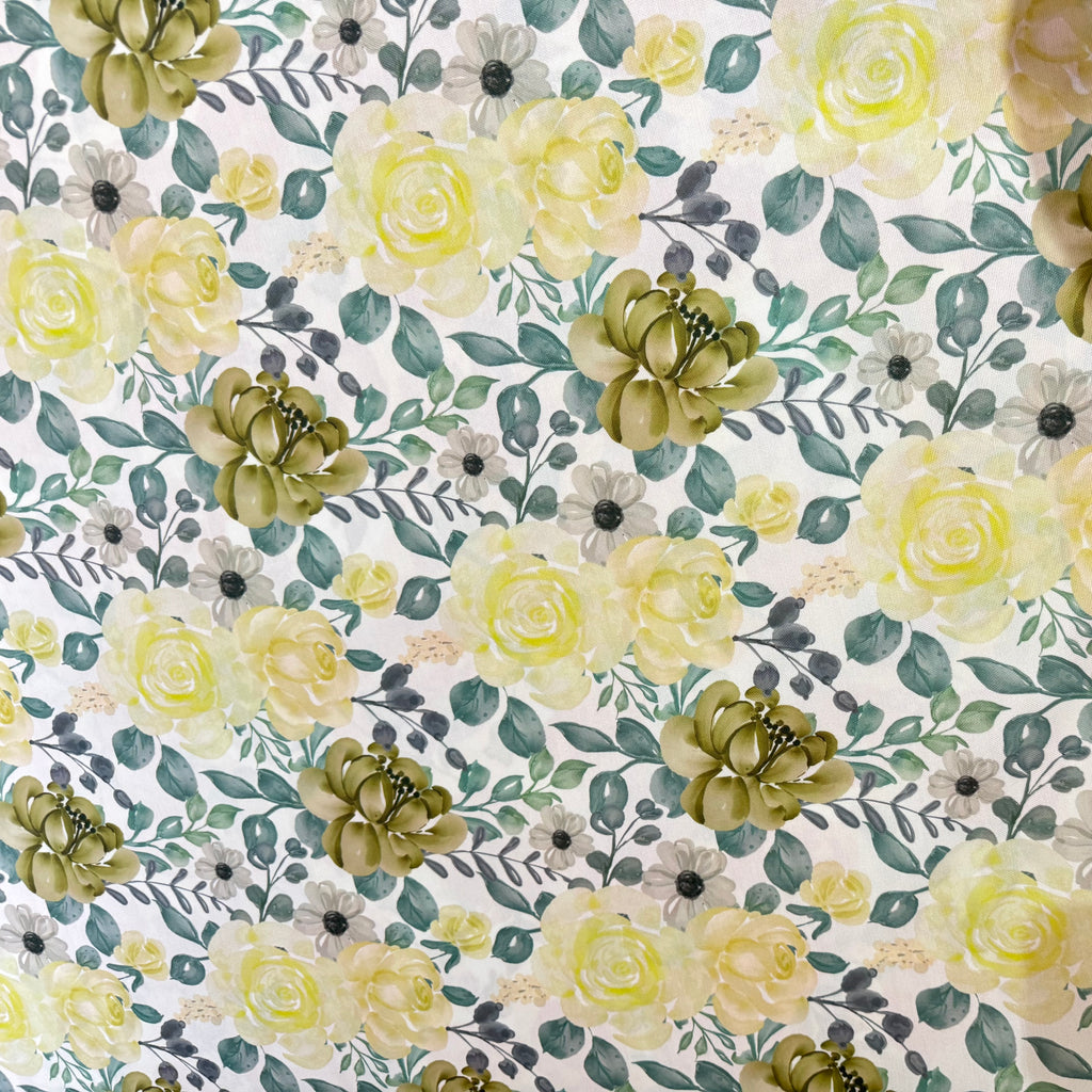 Floral green basket weave