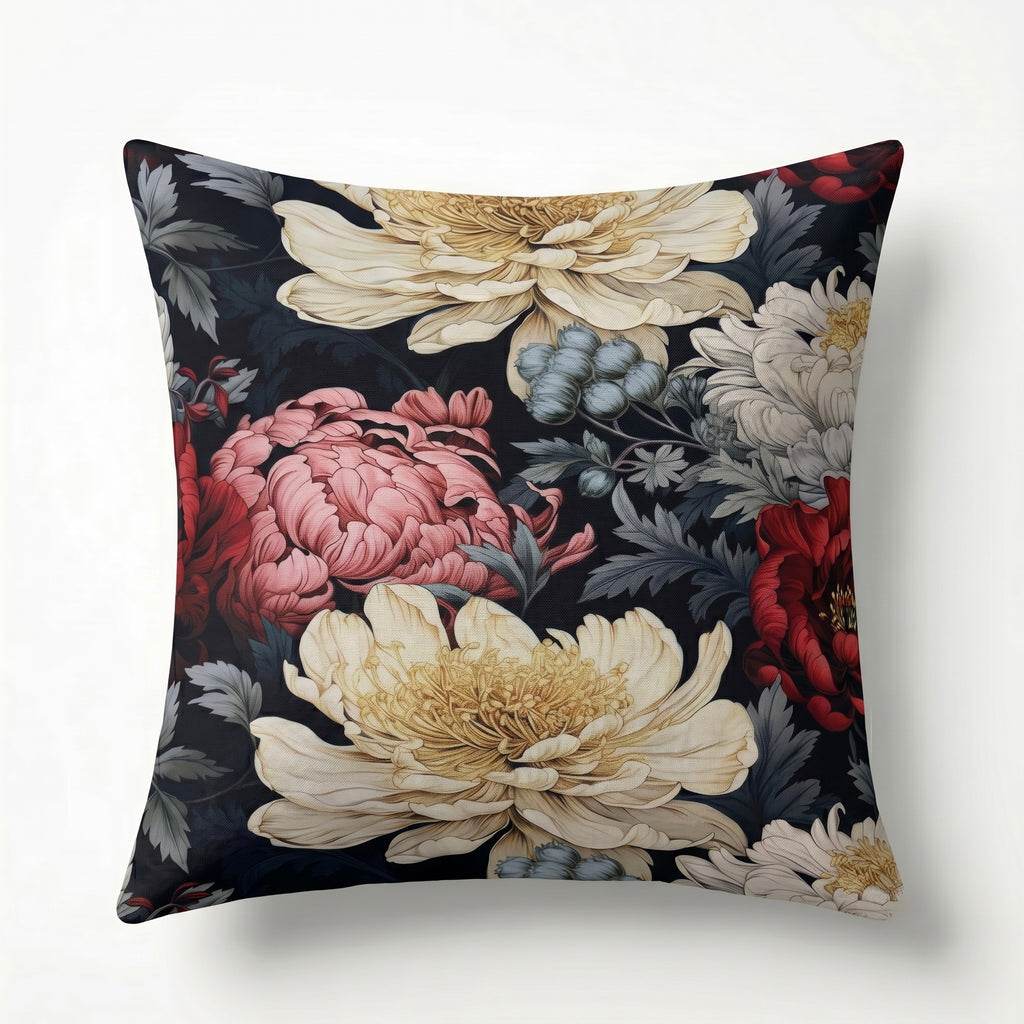 Vintage Peony on Black x2