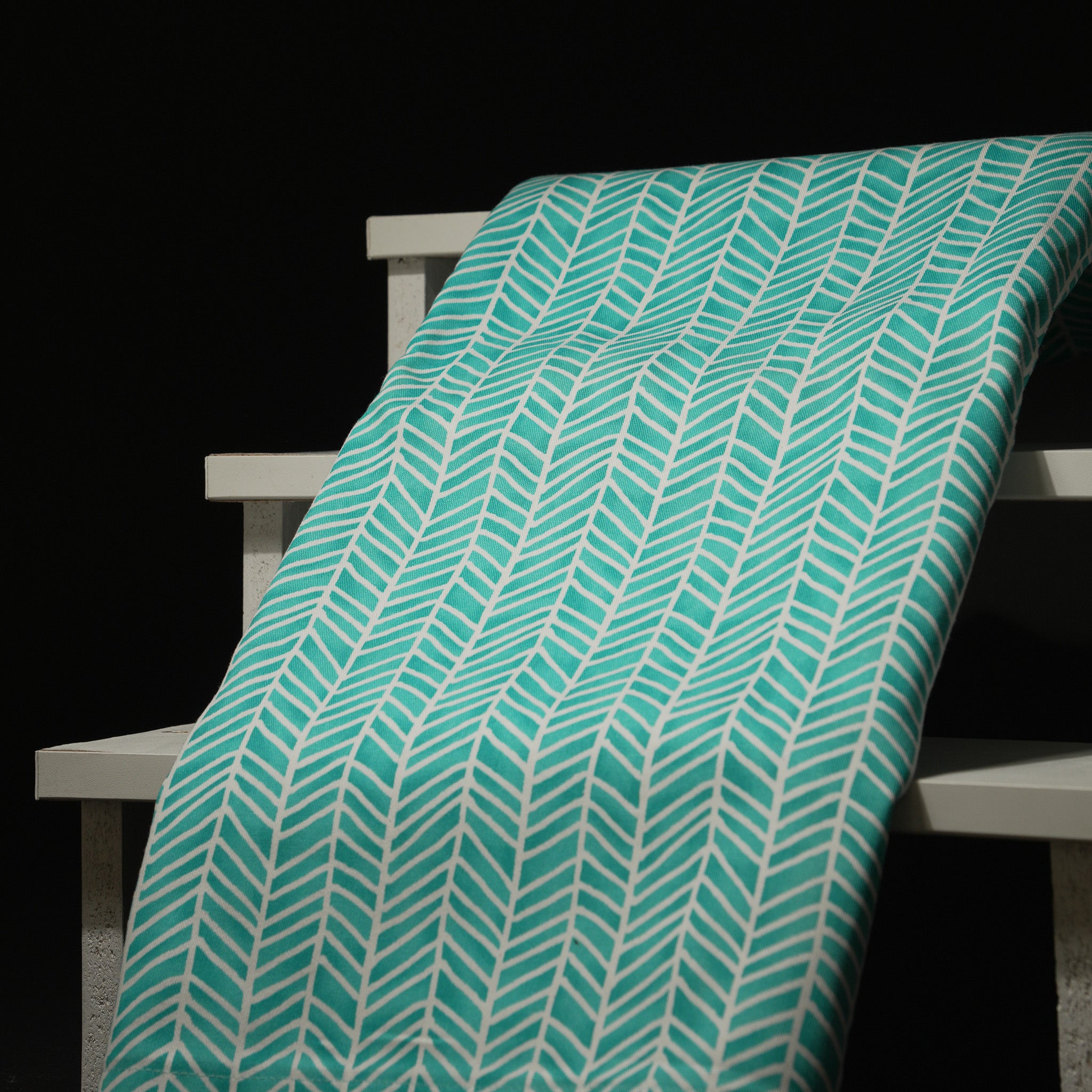 Teal Chevron stripe cotton