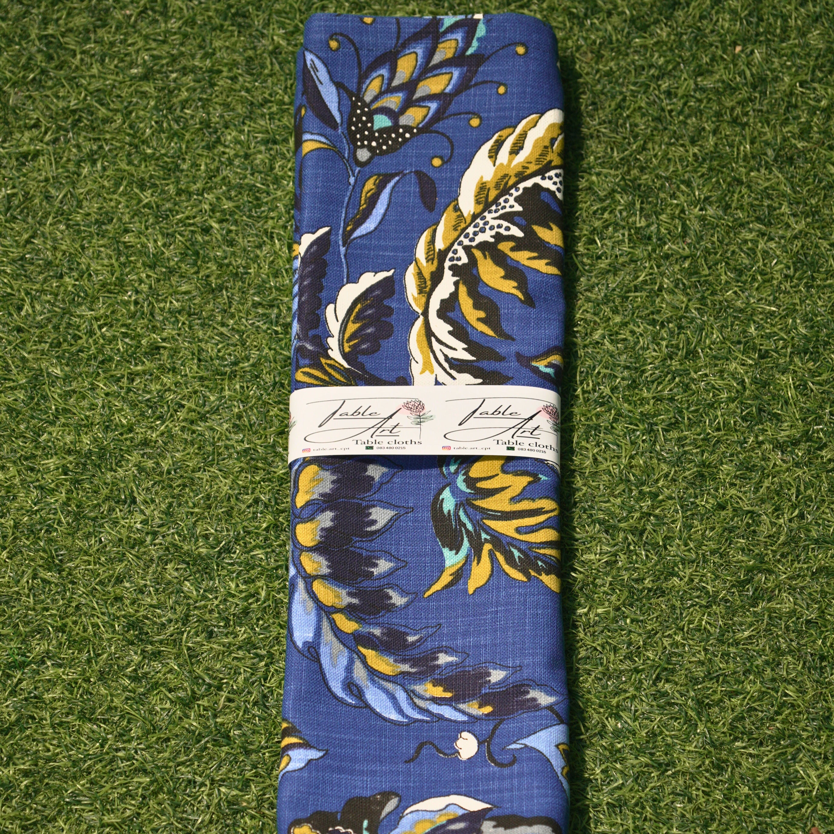 Jacobean navy heavy cotton runner